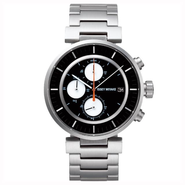 【ISSEY MIYAKE 三宅一生】W系列計時手錶-黑x銀/43mm(VK67-0010D  SILAY001Y)
