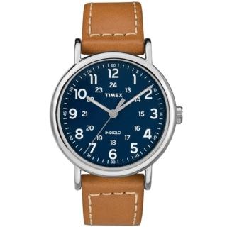 【TIMEX】天美時 Weekender 週末系列 復刻手錶(藍/棕色 TXTW2R42500)