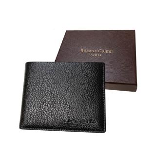 【Roberta Colum】 諾貝達 男用皮夾 短夾 專櫃皮夾 進口軟牛皮短夾(24004-1黑色)