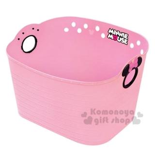 〔小禮堂〕迪士尼 米妮 日製置物籃《10L.粉.造型提把.方形》輕鬆美化空間
