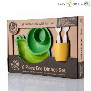 【Lets Go Eco】蝸牛造型兒童餐具六件組(綠色)