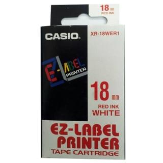 【CASIO 卡西歐】標籤機專用色帶-18mm白底紅字(XR-18WER1)