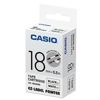 【CASIO 卡西歐】標籤機專用特殊色帶-18mm線材專用白底黑字(XR-18HMWE1)