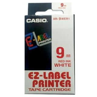 【CASIO 卡西歐】標籤機專用色帶-9mm白底紅字(XR-9WER1)