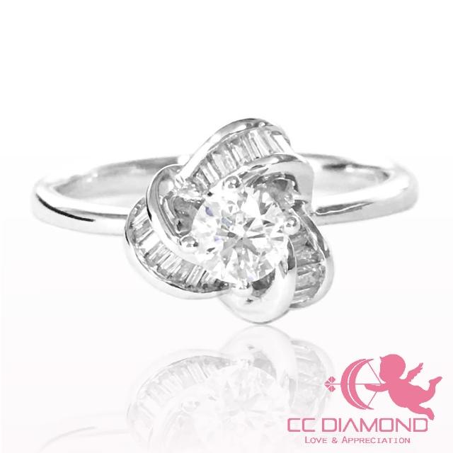 【CC Diamond】婚戒 T鑽圍花0.30克拉鑽戒(流行單品 鑽戒 婚戒)