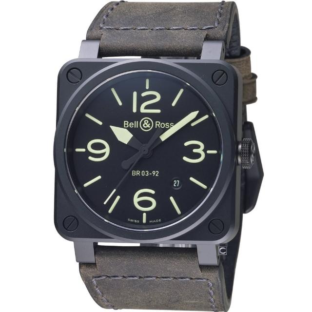 【Bell&Ross】經典時尚飛行械機腕錶(BR0392-BL3-CE/SCA)