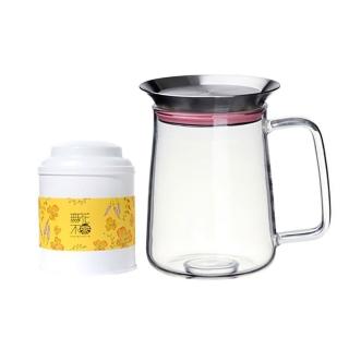 【無藏茗茶】茶具茶葉組-茶覺450ml玻璃壺+玫瑰紅茶30g罐裝(玻璃泡茶壺/冷泡茶壺/玫瑰紅茶/花茶茶包)