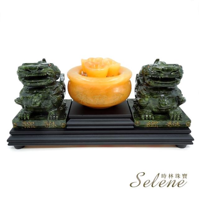【Selene】聚財滿袋開運貔貅組(附開光木座)