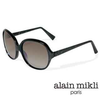 【alain mikli 法式巴黎】捌零復古藝術波紋曲線造型太陽眼鏡(黑 AL1307-1026)