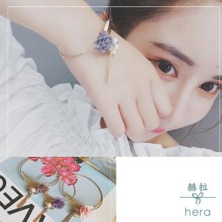 【HERA 赫拉】韓版時尚甜美花朵流蘇珍珠開口手鐲(3色)