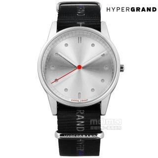 【HyperGrand】新加坡品牌 首創印花設計 極簡面板 尼龍手錶 銀x黑 38mm(NW01EASY)