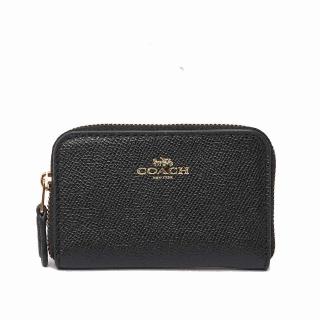 【COACH】馬車LOGO拉鏈零錢包_薄款(黑色)