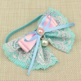 【Nikki飾品&玩具】可愛蝴蝶結項圈-中小型-珍珠款藍色