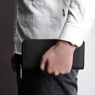 【KAKA】簡約男士大容量多卡位拉鏈長夾/錢包/手拿包(黑色)