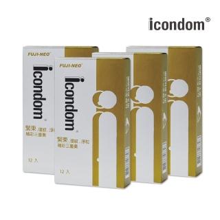 【FUJI LATEX】ICONDOM艾康頓精采三重奏衛生套12入X4(保險套 三效合一)