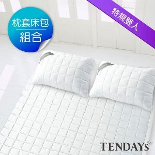 【TENDAYS】備長炭床包型保潔墊枕套床包組合(特規雙人三件組-7尺+枕套X2)