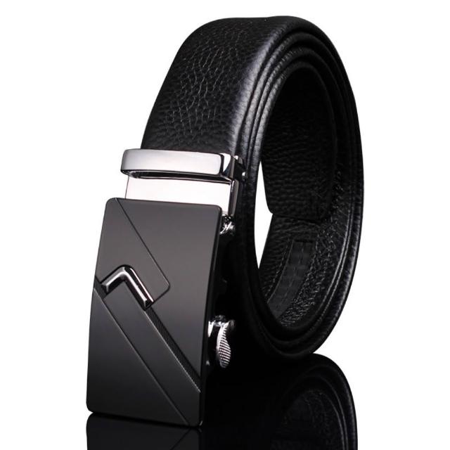 【米蘭精品】極速出貨  100%真皮皮帶男牛皮腰帶商務金屬皮帶休閒男襯衫牛仔西裝褲(自動扣耐磨多款73qg19)