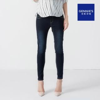 【Gennies 奇妮】經典修身微刷破牛仔褲(深藍T4D24)