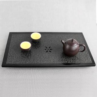 【生活禪】玄武岩石雕茶盤-出雙入對 B21-016(40x22x2.5cm)