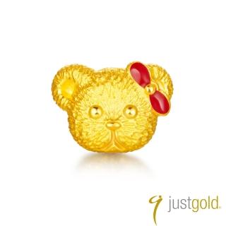 【Just Gold 鎮金店】英式小熊系列-黃金單耳耳環-公主