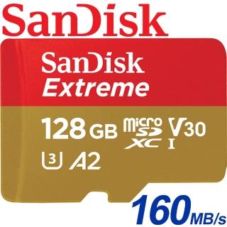 【SanDisk 晟碟】128GB 160MB/s Extreme microSDXC U3 V30 A2 記憶卡(平輸)