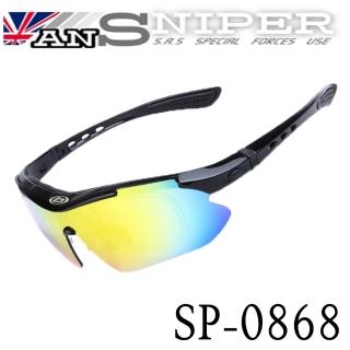 【英國ansniper】抗UV藍光偏光REVO高清運動鏡外銷13件組/亮黑SP0868(自行車/路跑/開車/戶外/釣魚)