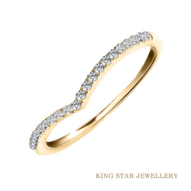 【King Star】簡約鑽石18黃K金線戒(時尚配戴款)