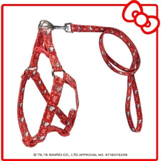 【HELLO KITTY】寵物胸背+牽繩 M號(點點款 紅/粉)