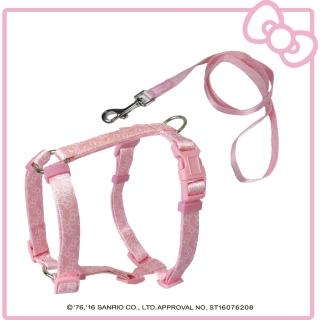 【HELLO KITTY】寵物H型胸背+牽繩 L號(蝴蝶結款 藍/灰/粉)
