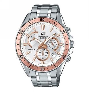 【CASIO 卡西歐】EDIFICE計時碼錶系列 Red Bull紅牛F1賽車款/47mm/銀白x玫瑰金(EFR-552D-7A)