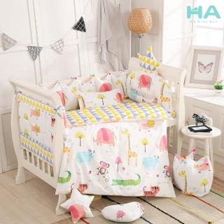 【HA Baby】嬰兒床專用-四面床圍+床單(適用 長x寬120cmx60cm嬰兒床型 嬰兒床床包、嬰兒床床單)