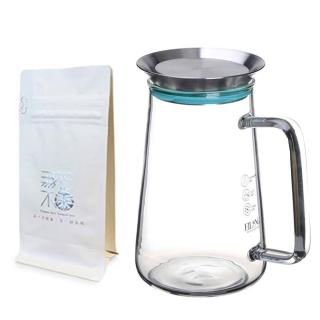 【無藏茗茶】茶具茶葉組-茶覺650ml玻璃壺+原葉花茶茶包3g×10包入袋裝(11款原葉茶包任選)