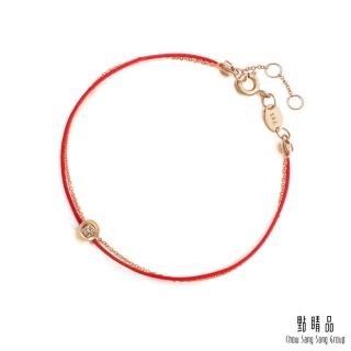 【點睛品】Wrist Play 同心 18K玫瑰金咖啡鑽紅繩手鏈