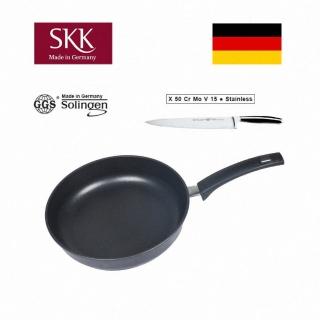 【SKK】鑄造深平底鍋28cm+德國 主廚刀20cm