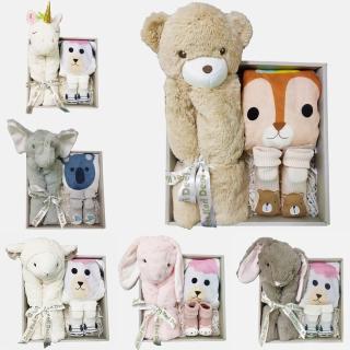 【Kori Deer 可莉鹿】動物嬰兒毯安撫毯豪華禮盒多款(彌月禮滿月毛毯保暖毯冷氣毯寶寶被紗布包巾童襪)