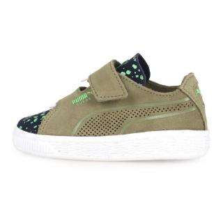 【PUMA】14.5-16.5CM_彪馬_Suede Deconstr.Monster V lnf_兒童怪獸休閒鞋 軍綠白(36909301)