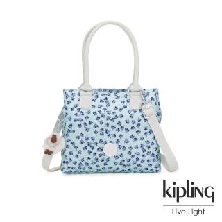 【KIPLING】典雅淡藍小花肩背側背方包-ESILO