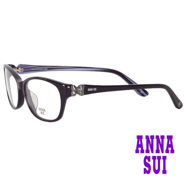 【ANNA SUI 安娜蘇】甜心厚蝴蝶結造型光學眼鏡-條紋/紫(AS629-735)