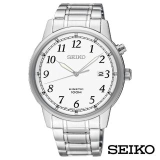【SEIKO 精工】人動電能Kinetic率性簡約石英男錶-黑x40mm(SKA775P1)