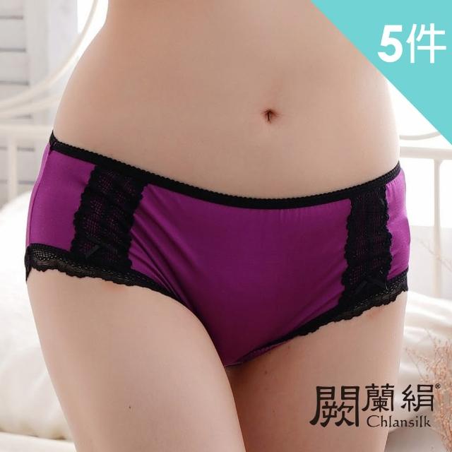 【Chlansilk 闕蘭絹】俏皮甜心100%蠶絲中低腰內褲(5件組)