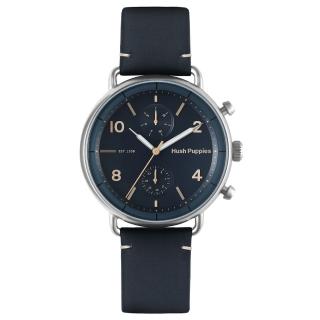 【Hush Puppies】休閒雙眼腕錶(藍/44mm)
