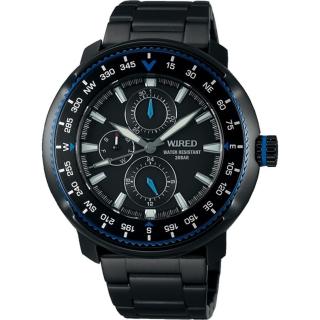 【WIRED】SOLIDITY 三眼200米運動錶黑44mm(VH67-KHC0SD/ AY8036X1)