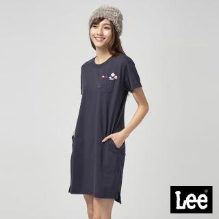 【Lee】Lee 長版口袋棒棒糖花洋裝/RG-0-丈青(丈青)