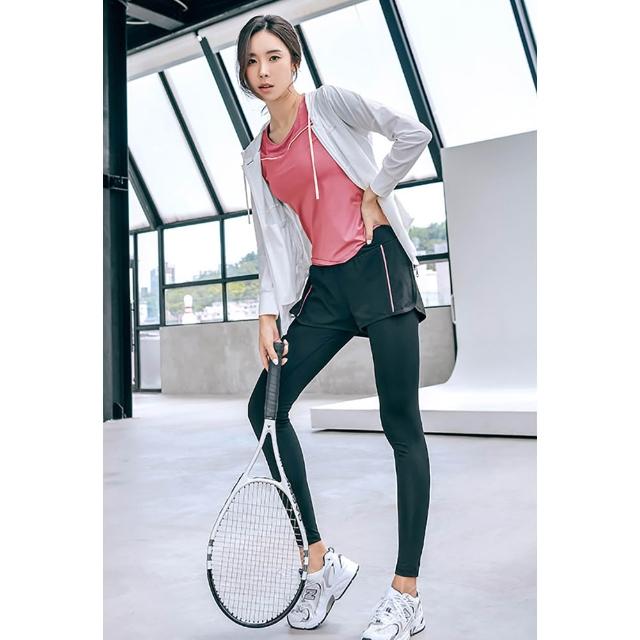 【BODYAIR】明星精選假兩件九分褲-快速(瑜珈.運動.慢跑.透氣.舞蹈.運動褲)