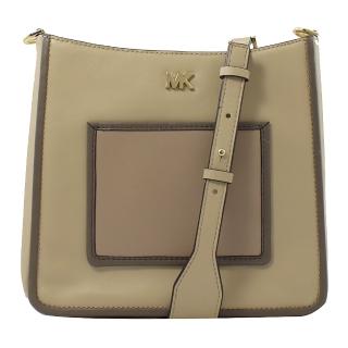 【Michael Kors】GLORIA 熱銷款撞色拼接斜背包(米/膚)