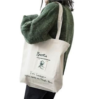 【89 zone】日系金屬別針+刺繡女孩學院風 單肩包 手提包 帆布包(白/黑)