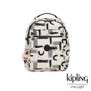 【KIPLING】幾何水墨塗鴉多袋實用後背包-MICAH