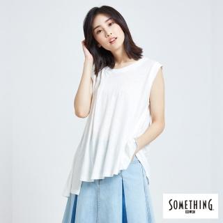 【SOMETHING】層次寬鬆圓領無袖T恤-女款(白色)