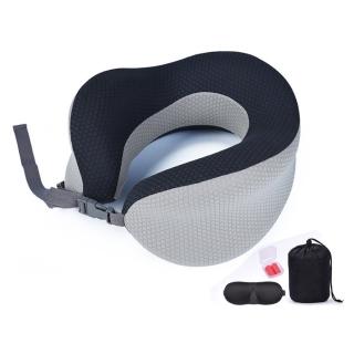 【PUSH!】PUSH!旅遊用品U形記憶棉飛機枕(S67灰色)