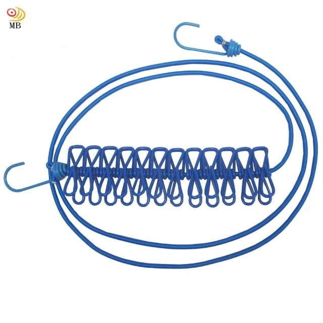 【月陽】月陽家用旅行露營用170cm彈性繩曬衣繩帶12夾(17012)